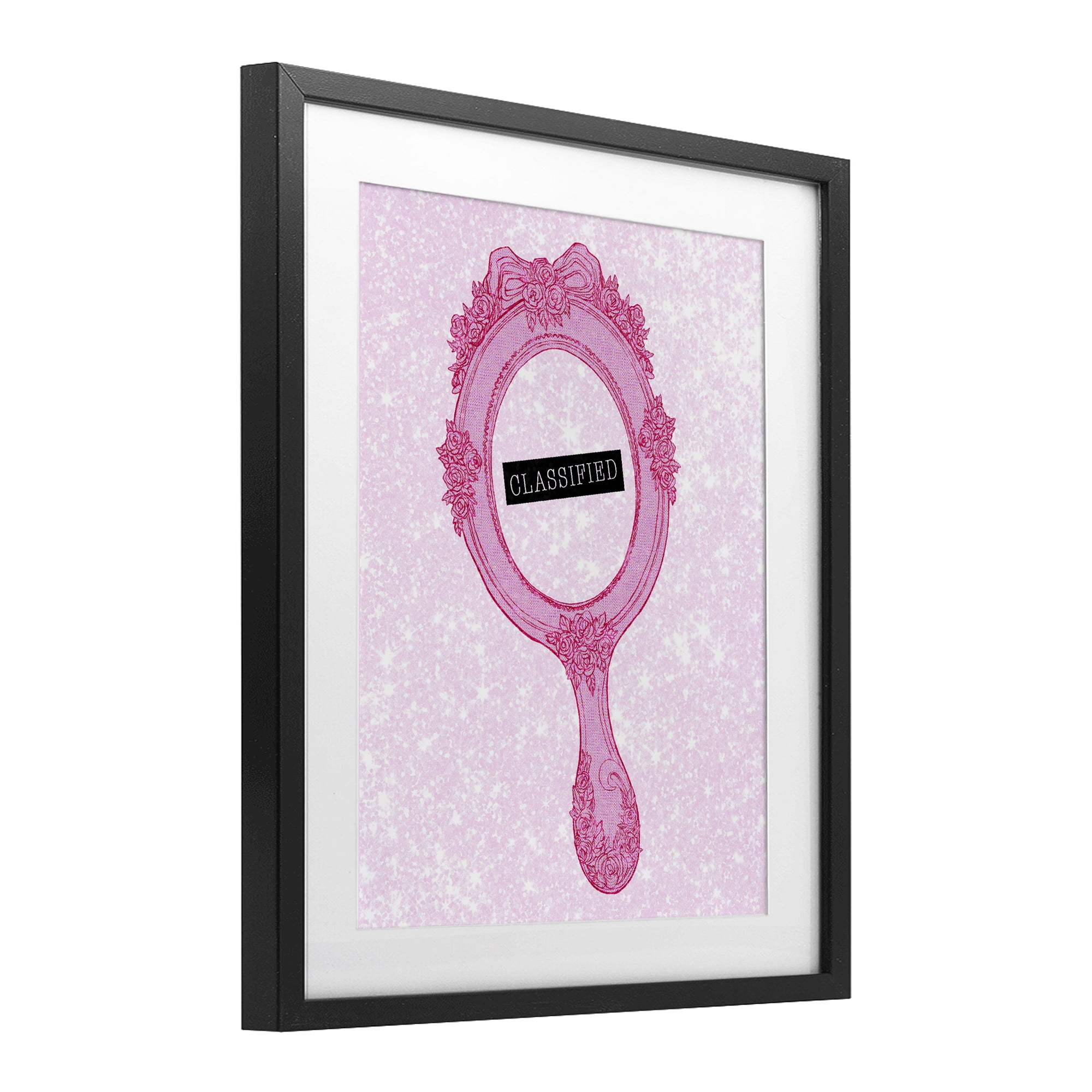 Stupell Industries Classified Ornate Pink Mirror Black Framed Print Under Glass, design by Ziwei Li