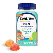 Centrum Men's Multivitamin Gummies, Tropical Fruit Flavors Made From Natural Flavors, 100 Count, 50 Day Supply