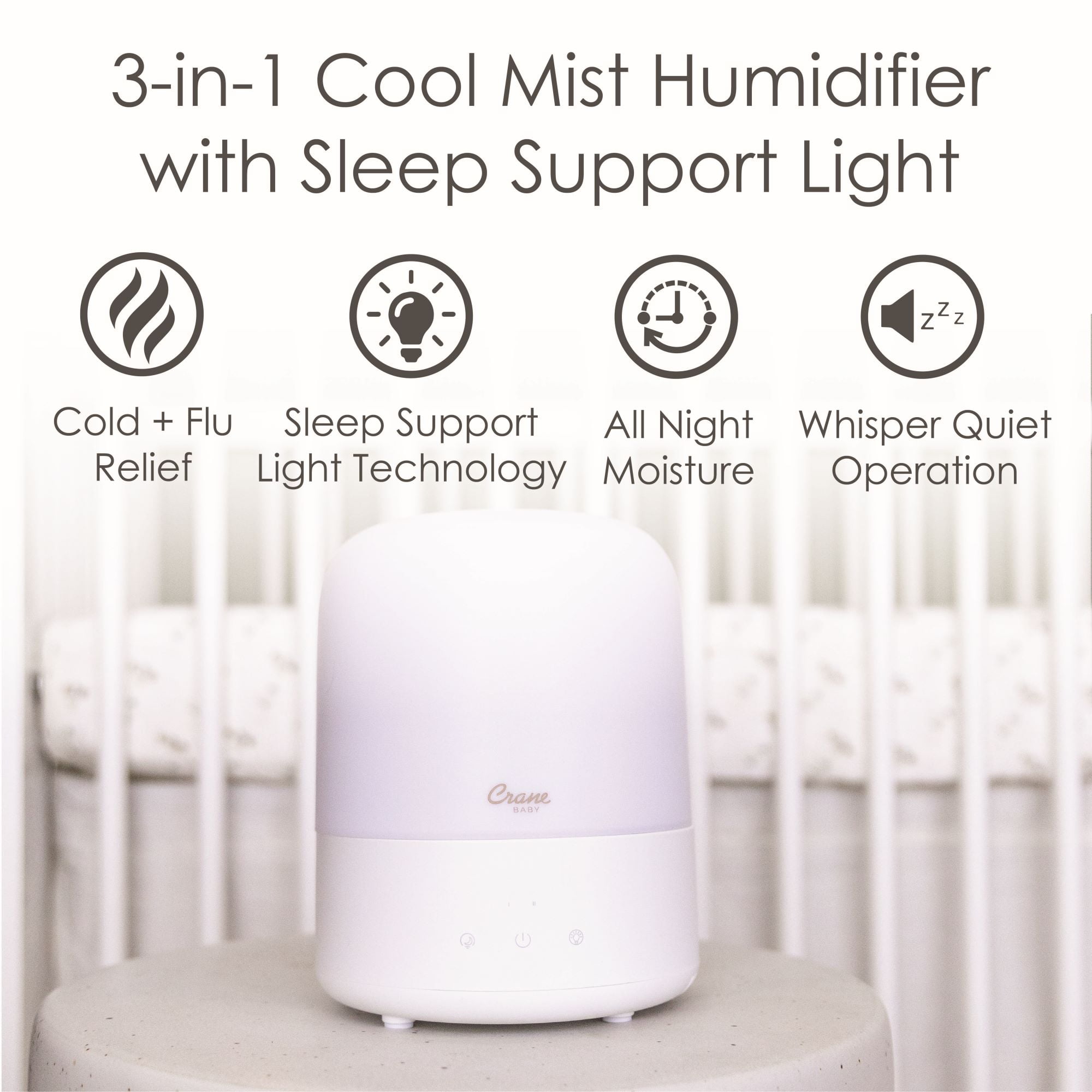 3-in-1 Compact Humidifier for Baby Nursery | 0.5 Gallon with Sleep Support Light & Aroma Diffuser
