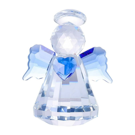 Blue Blue Crystal Angel Figurine Collectible Glass Art Statue Gift For Women Home Desk Shelf Decoration Polished Finish