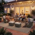 thumbnail image 3 of Sunmthink 6-Piece Patio Furniture Set, High Back Swivel Rocker Chairs with Thick Cushions, Wicker Rattan Outdoor Sectional Sofa with Ottoman, Gray, 3 of 7