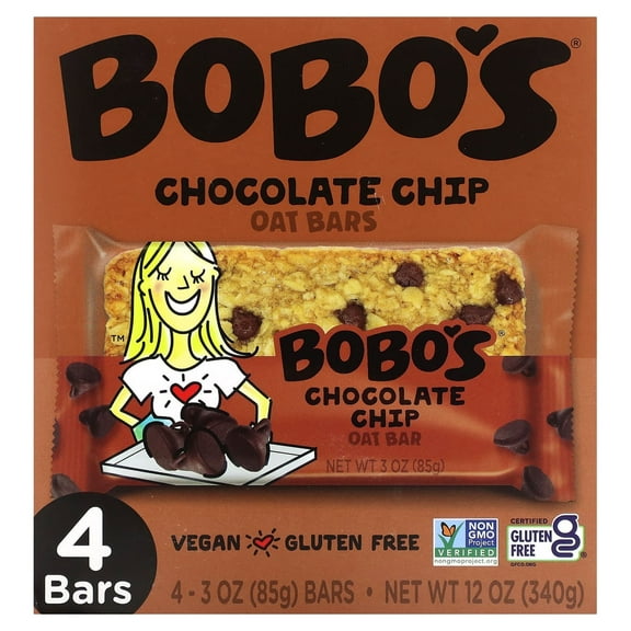 Bobo's Oat Bars, Chocolate Chip Oat Bars, 4 Bars, 3 oz (85 g) Each Pack of 3