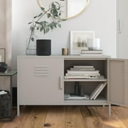 Queer Eye Bradford 2 Door Metal Locker Accent Cabinet, Taupe