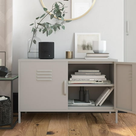 Queer Eye Bradford 2 Door Metal Locker Accent Cabinet, Taupe