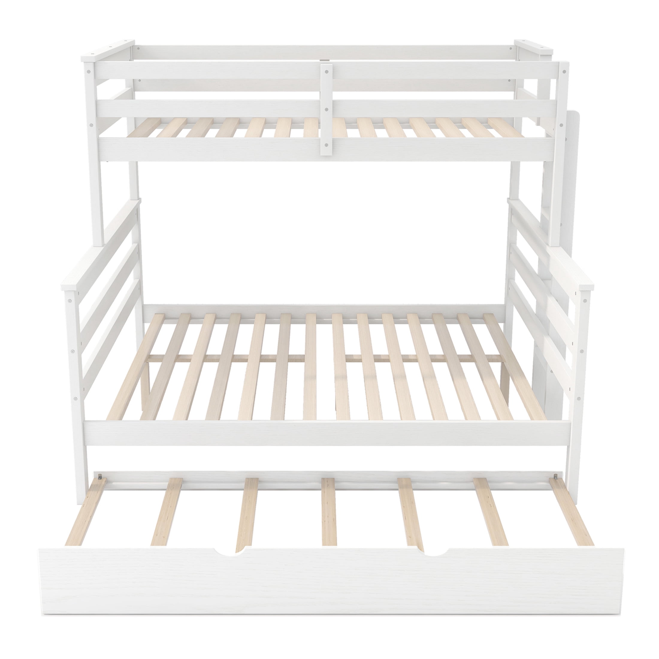 Noble House Zahra Twin XL over Queen Detachable Bunk Bed with Pull-out Guest Trundle, 3-in-1 Sleeping Solution, White