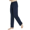 thumbnail image 4 of VULCANODON Mens Cotton Pajama Pants, Soft Lightweight Sleep Pj Bottoms Lounge Pant with Pockets(Navy,XL), 4 of 5