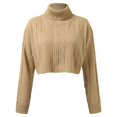 thumbnail image 5 of Gibobby Suéter de Cuello Alto para Mujer, Suéter Corto de Cuello Alto para Mujer(Caqui,G), 5 of 5