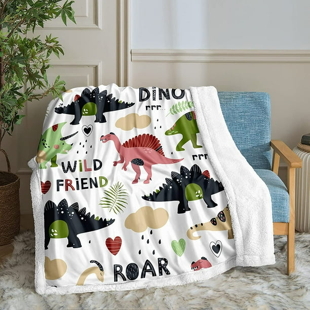 HHHC Kids Throw Blanket Cartoon Dinosaur Blanket Cute Animal Dino Dinosaur Printed Soft Warm Sherpa Fleece Blanket for Bed Couch Sofa Boys Girls Small Blanket Dino Throw 50 x60 Walmart