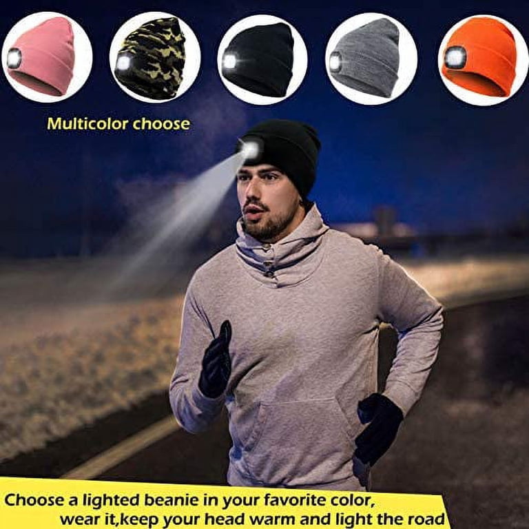 TAGVO Bonnet à LED rechargeable par USB, modes d'éclairage et alarme clignotante, lampe de poche mains libres à 8 LED, facile à installer, lampe frontale à dégagement rapide, bonnet d'hiver unisexe TAGVO Bonnet à LED rechargeable par USB, modes d'éclairage et alarme clignotante, lampe de poche mains libres à 8 LED, facile à installer, lampe frontale à dégagement rapide, bonnet d'hiver unisexe