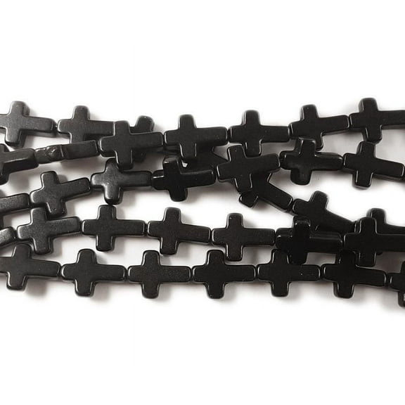 12x15mm 16" Strand Howlite Black Cross Beads For Jewelry Making