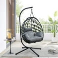 thumbnail image 2 of SYNGAR Egg Chair Hanging Chair, Patio Wicker Swing Chair with Seat Cushion & Pillow, Hammock Basket Chair for Bedroom, Porch, Balcony, Gray, 2 of 6