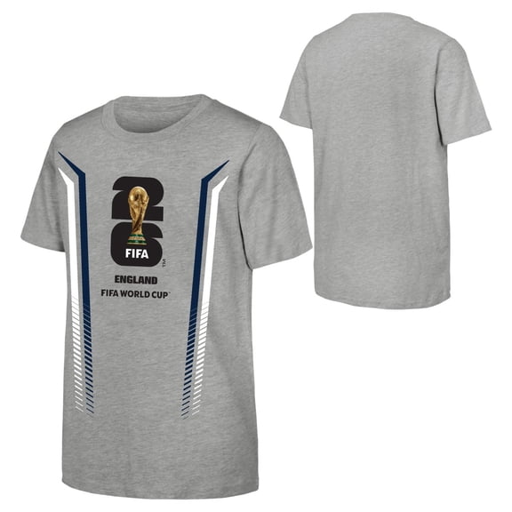 FIFA World Cup 2026 Men's Gray Stripe England Soccer Graphic Tee