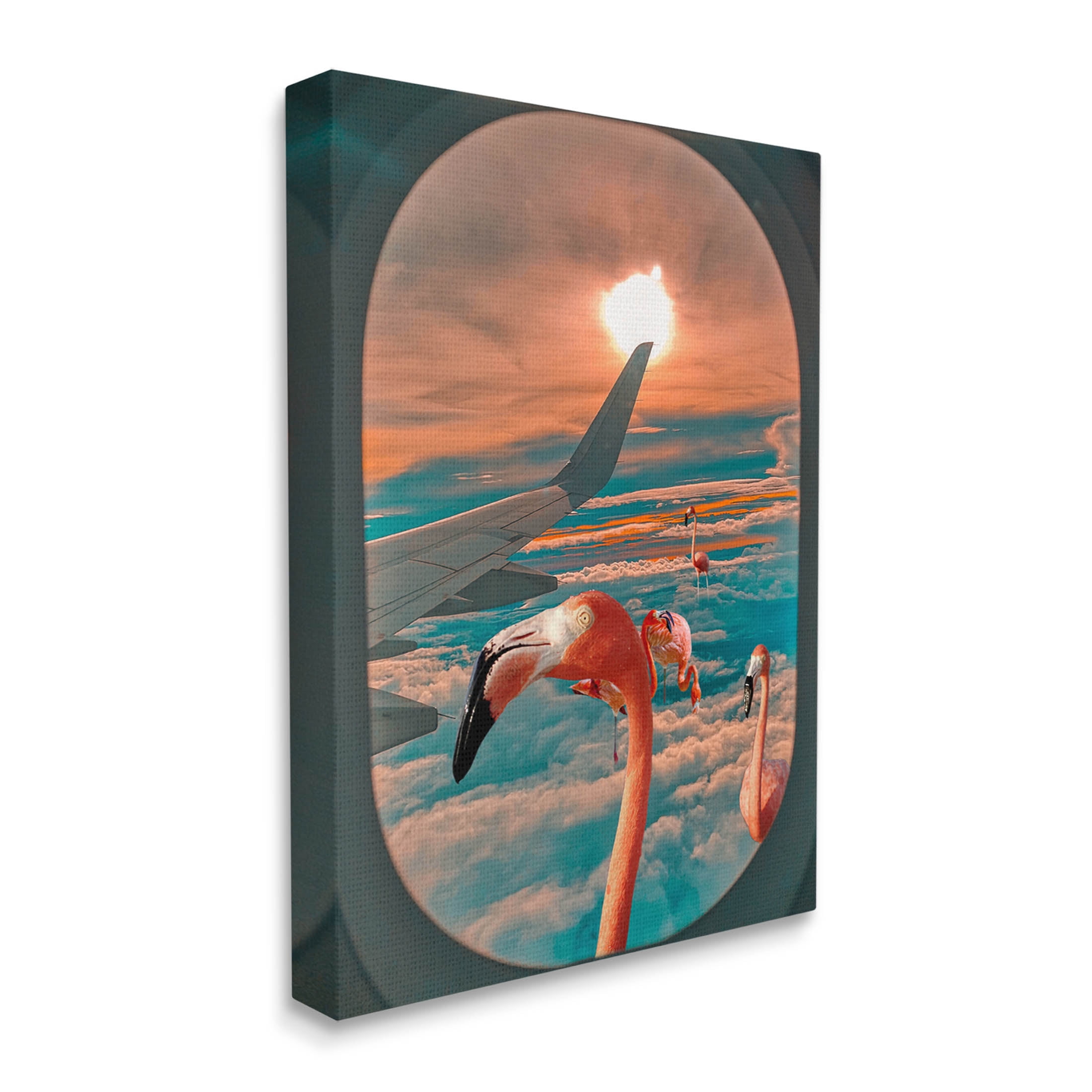 Flamingoes Airplane Window Clouds Animals & Insects Graphic Art Gallery Wrapped Canvas Print Wall Art