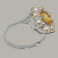 thumbnail image 3 of LBG British Made 10k White Gold Natural Citrine & Cultured Pearl Womens Engagement Ring - 33 size options - Size 9.75, 3 of 6