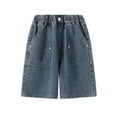thumbnail image 3 of Fozruso Boys Fashion Denim Shorts Casual Comfortable Summer Wear For Kids Blend Stretchy Waistband Kids Summer Outfits(Blue), 3 of 7