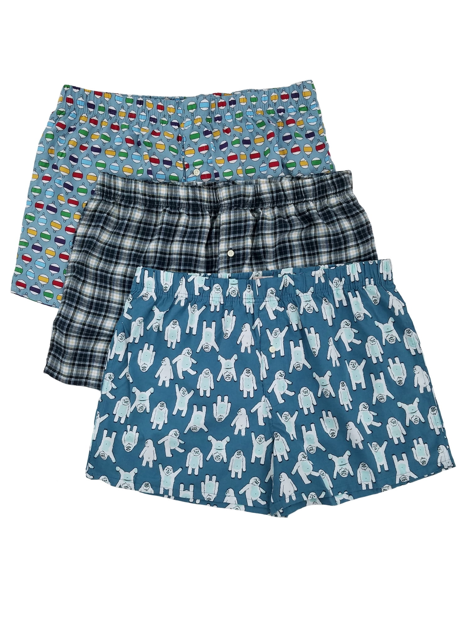 Merona Mens 3Pack Yeti Christmas Ornament Holiday Flannel Boxer