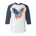 thumbnail image 1 of MmF - Mens Raglan Sleeve Baseball T-Shirts, up to Size 3XL - American Flag 4th of July, 1 of 4