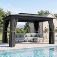 thumbnail image 2 of 10' x 12' Outdoor Patio Gazebo, Soft Top Gazebo Canopy Shelter with Curtains, Netting, Steel Frame, Hooks, Dark Gray, 2 of 11