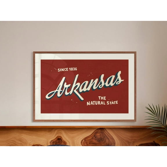 Kna Prints - Retro Arkansas Art Print Natural State Arkansas Poster Arkansas Wall Art Retro United States Wall Decor Gift For Traveler Arkansans ,Decor For Living Room Bedroom, UNFRAMED-8x12
