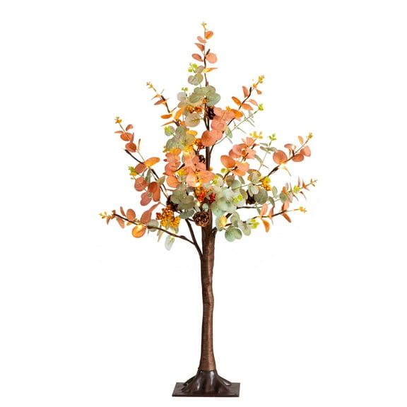 Nearly Natural Pre-Lit Autumn Eucalyptus Artificial Tree - 3' - Warm White LED Lights
