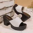 thumbnail image 5 of Eltusu Women Slide Sandals, Casual Open Toe No Slip High Heel Ladies Shoes White Size 7, 5 of 8