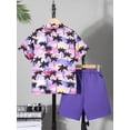 thumbnail image 3 of PureChapter Boys 8-12Y Hawaiian Vacation Palm Tree Shirt & Shorts 2-Piece Outfit Set, 3 of 8