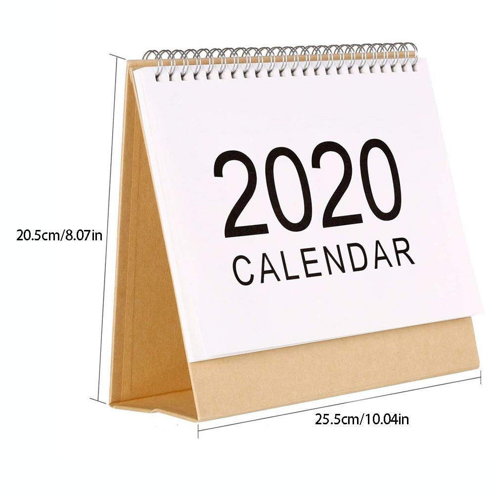2020 Monthly Spiral Flip Calendar Easel Stand Up Desk Top Planner Red Stripes 