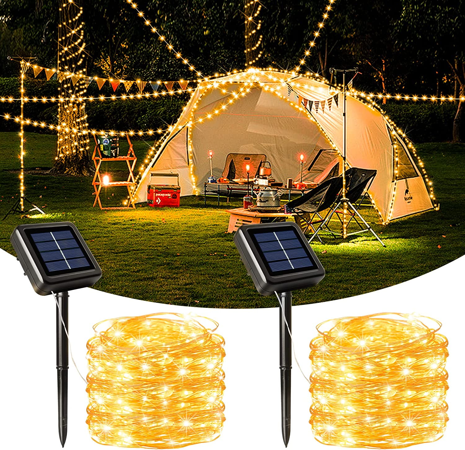 Morttic Solar Christmas String Lights Outdoor ,72FT 200 Led Solar Fairy