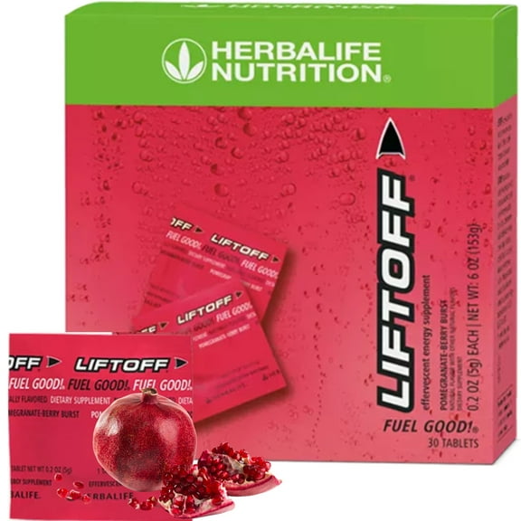 Herbalife. Liftoff Pomegranate Berry Burst Instant Energy Drink Individually Wrapped 30 Tablets
