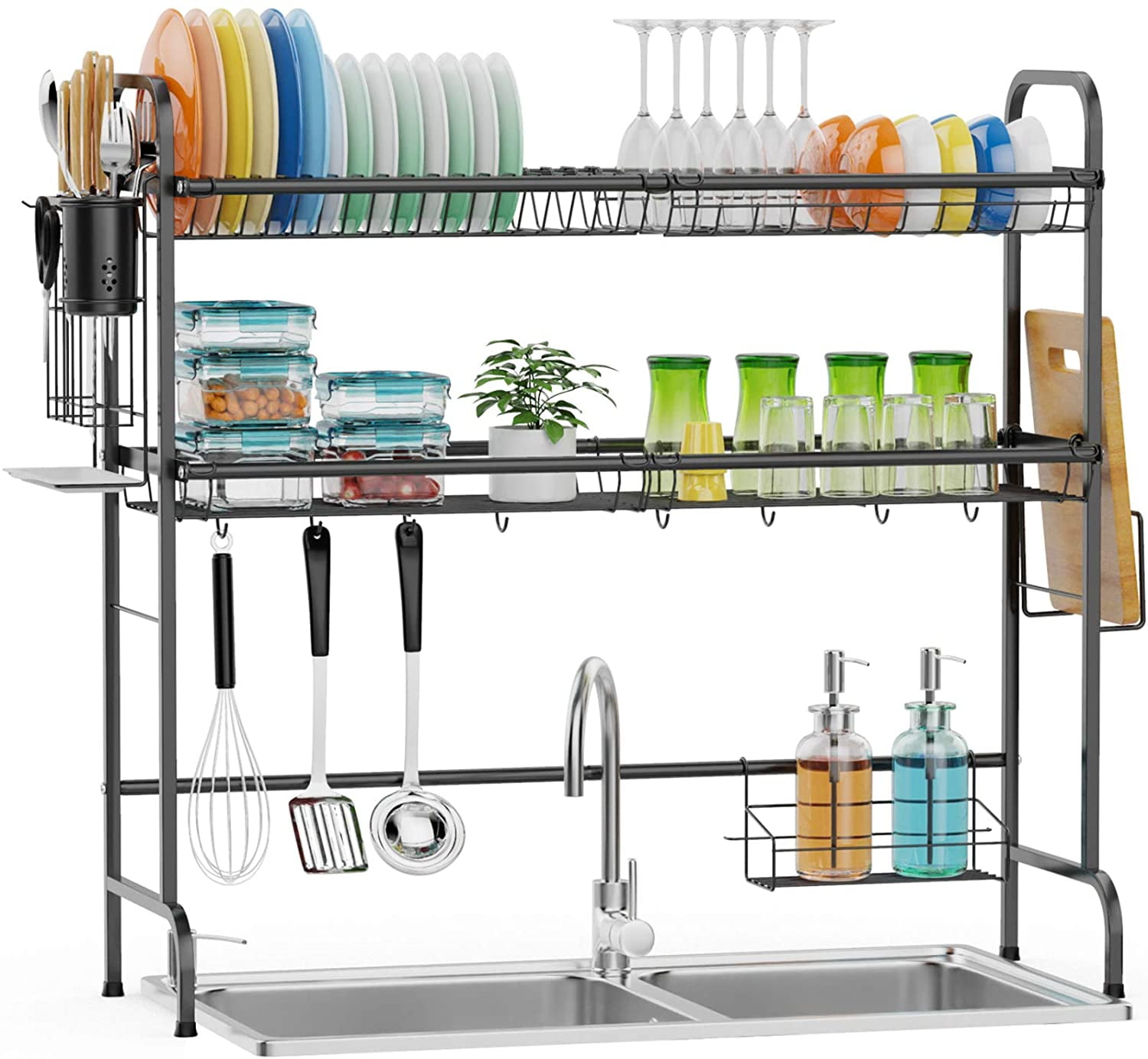 Over The Sink Dish Drying Rack, 2 Tier Stainless Steel Over Sink Rack