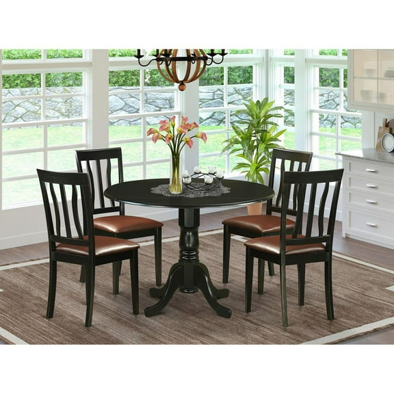 East West Furniture Dublin 5-piece Traditional Wood Dining Table Set in Black