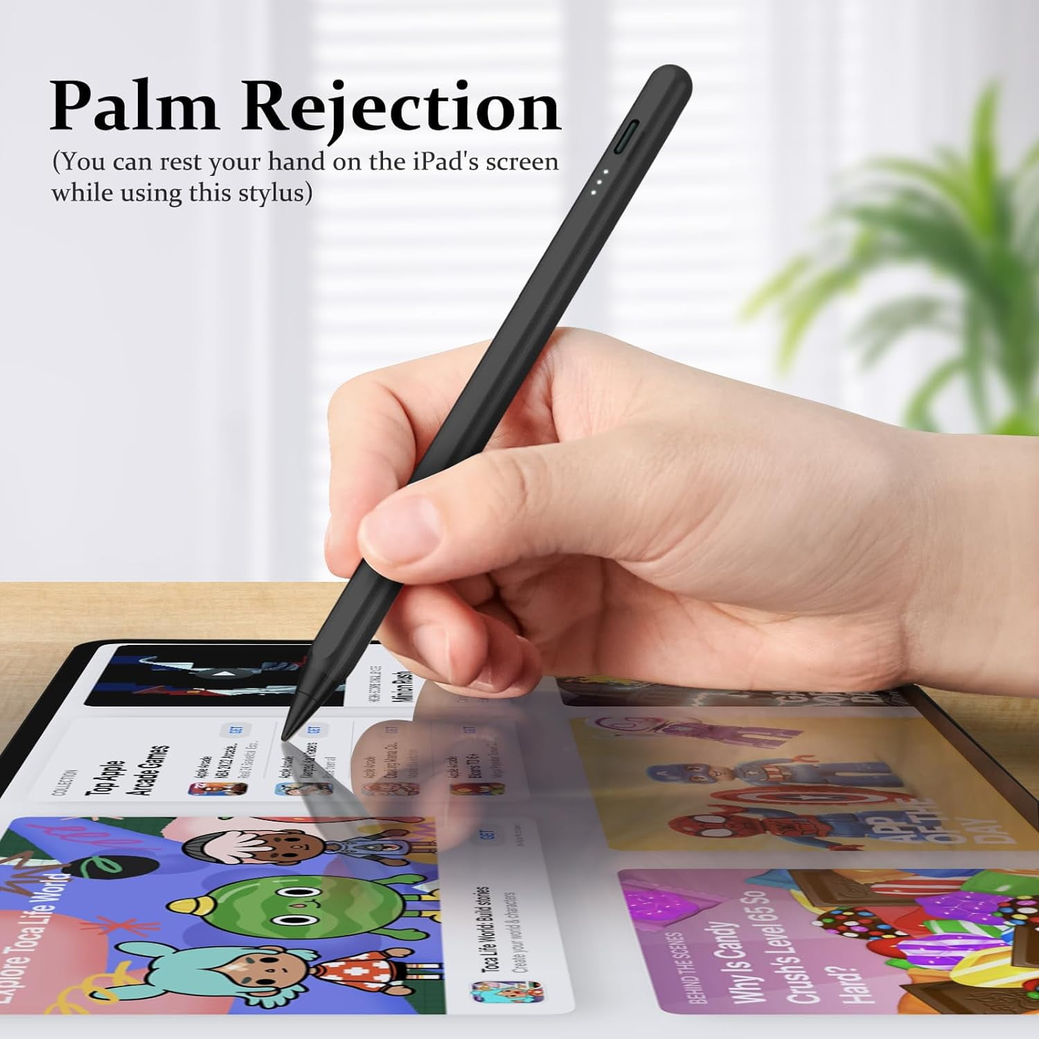 Antier Stylus Pen for iPad W/Palm Rejection Technology,Fast Charging, Apple Pencil 2nd Gen Compatible W/iPad 6/7/8/9/10, iPad Pro12.9/11"/M4, iPad Air3/4/5/6,iPad mini5/6 (White&Black)