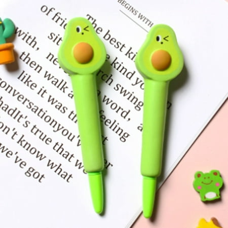 Squishy Pens Cute Soft Relieve Stress Smoother Writing Kawaii Gel Ink Pen for Holiday Gifts School SuppliesAvocado