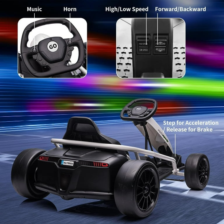  YOFE 24V Electric Go Kart for Kids, Drift Racing Go Kart,8MPH  Max,132lbs W. Capacity,Licensed Mclaren Battery Powered Ride on Car with 2  Speeds for Kids Ages 6 and Older : Toys