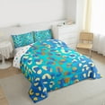 thumbnail image 3 of Manfei Blue Gold Leopard Print Full Size Comforter Sets, Cheetah Print Bedding Comforter Set, Ombre Animal Printed Bedding Sets, Microfiber Bedroom Decor, 3-Piece Reversible, 3 of 8
