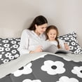 thumbnail image 4 of Homewish Watercolor Flowers Queen Comforter Set,Cute Floral Comforter Sets Queen,Gray White,Light Gray Reversible,3 Pieces,1 Comforter and 2 Pillowcases, 4 of 7
