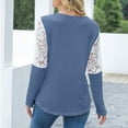 thumbnail image 4 of Patlollav Ladies Round Neck Solid Color Patchwork Lace Tops/Shirt, 4 of 6