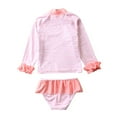 thumbnail image 2 of Baozhu Toddler Little Big Girl Flamingo 2-Piece Long Sleeve Bathing Suit Swimsuit, 2 of 5