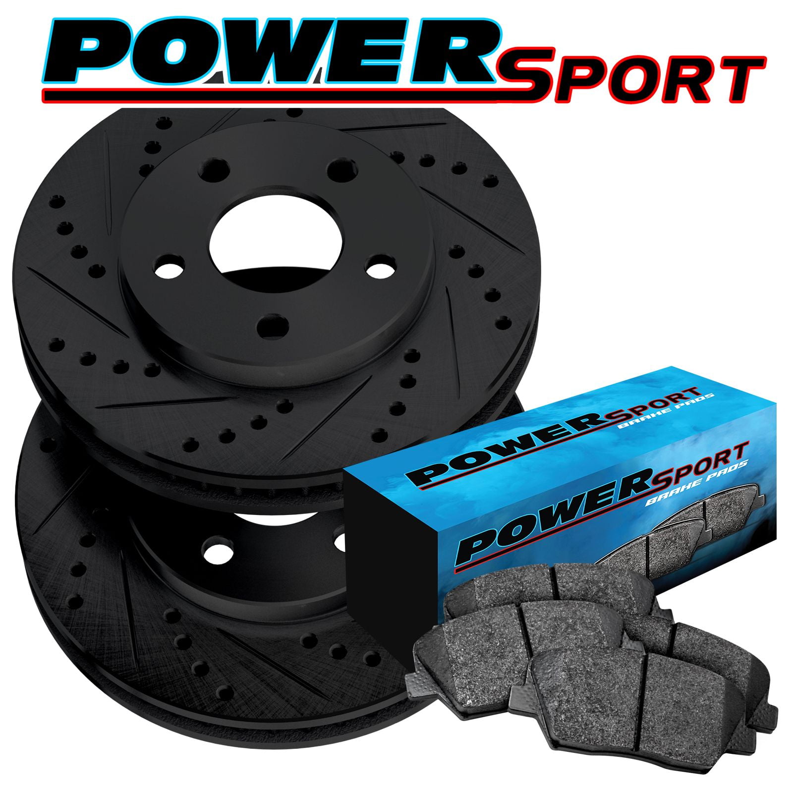 PowerSport Front Brakes and Rotors Kit |Front Brake Pads| Brake Rotors and  Pads| Ceramic Brake Pads and Rotors |fits 2012-2021 Audi A3 Quattro, S3;