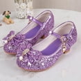 thumbnail image 2 of Quealent Girls Dress Shoes Kids Toddler Heels Pumps Flower Girl Mary Jane School Wedding Party Princess Shoes Purple for Size 12, 2 of 4