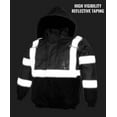 thumbnail image 3 of RK Safety WJ9013 Men's ANSI Class 1 Safety Bomber Jacket with Detachable Hood, Reflective Tape, Black, (XL | 1 EA), 3 of 4