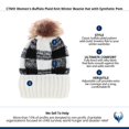 thumbnail image 3 of CTM  Buffalo Plaid Knit Winter Beanie Hat with Synthetic Pom (Women), 3 of 3