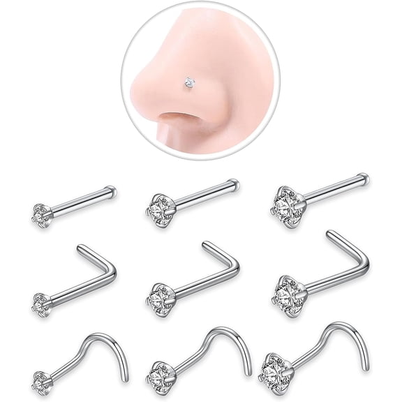 JL Nose Rings Hoop and Studs Set in Silver Gold Black 18g 20g Body Jewelry