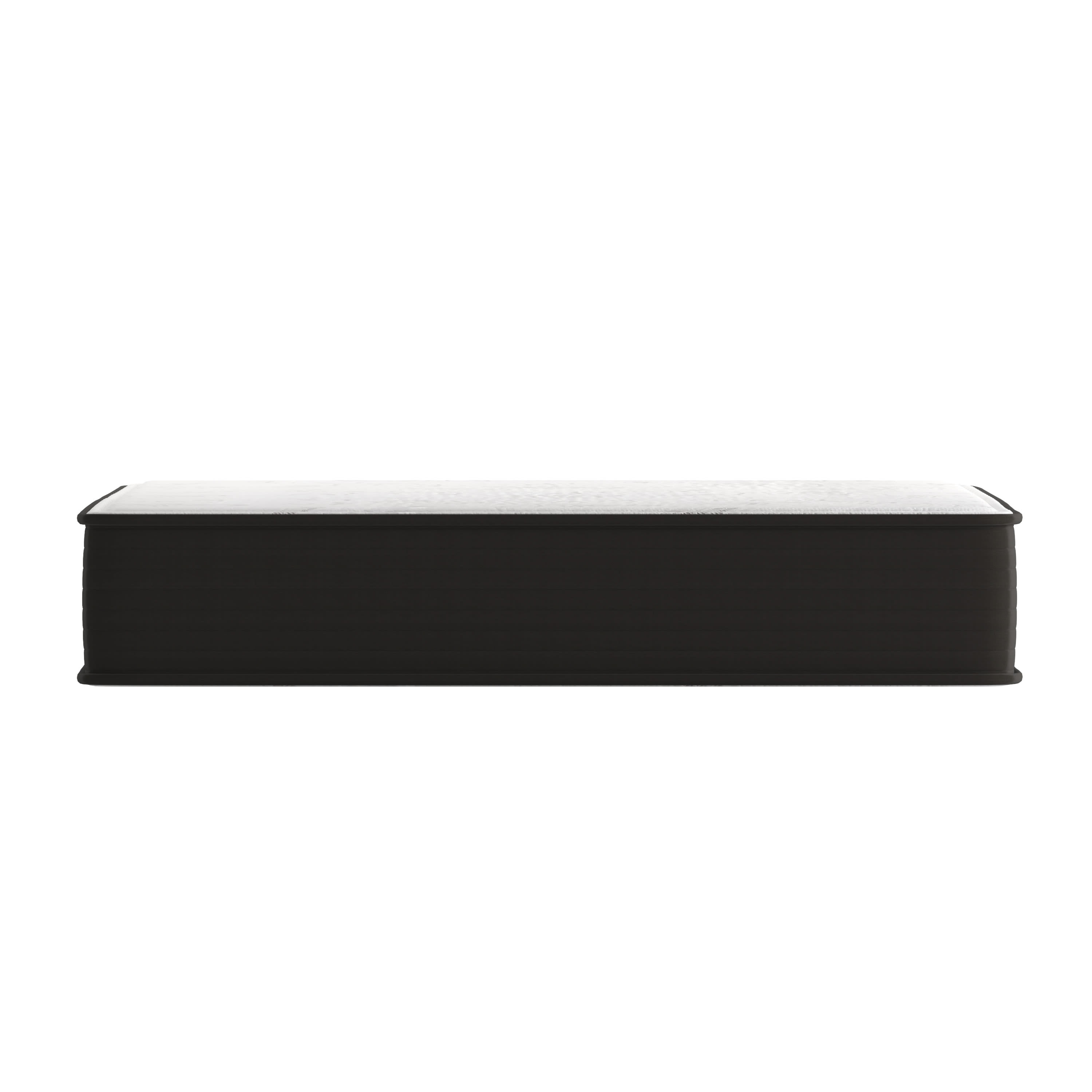 BizChair 10 Inch Hybrid Mattress, Full Size High Density Foam and Pocket Spring Mattress in a Box, CertiPur-US Certified Foam, White/Black