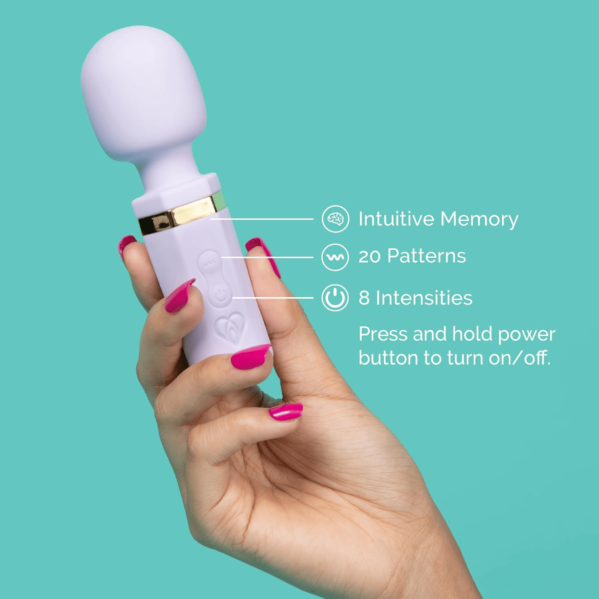 Ava Mini GO Wand Massager, Water-Resistant, for Women, Clitoral Vibrator, Purple, 1 Count