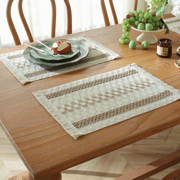 Zhuge Cotton Heat Resistant Placemats, Dining Room Table Mats, Protect Surfaces,Non-Slip Washable Table Mats,Kitchen Decor Accessories(Set of 4, Size 19.68*11.8in, A03 )