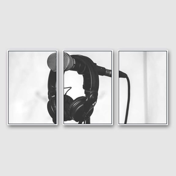 IDEA4WALL Framed Canvas Wall Art for Living Room, Bedroom Microphone Canvas Prints for Modern Home Decoration Ready to Hang