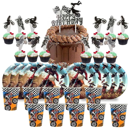 Dirty Motocross Birthday Cups Party Supplies Plates Decorations Cake Topper Decor