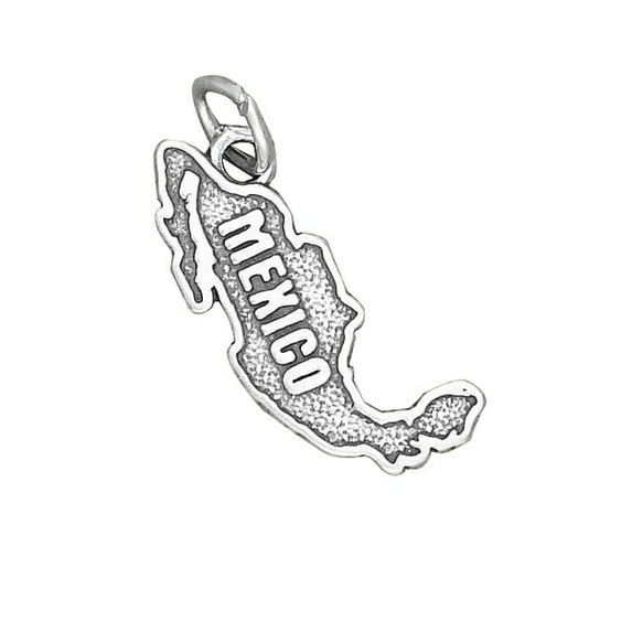 Sterling Silver 16" 1.2mm Box Chain "MEXICO" Country Pendant Necklace