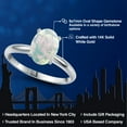 thumbnail image 2 of Gem Stone King 14K White Gold Simulated White Opal Solitaire Engagement Ring for Women | 1.00 Cttw | Oval Cabochon 9X7MM | Gemstone October Birthstone | Size 7, 2 of 6